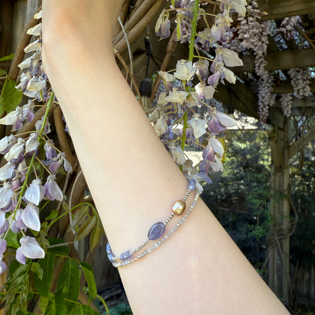 Tanzanite and Pearl Double Bracelet