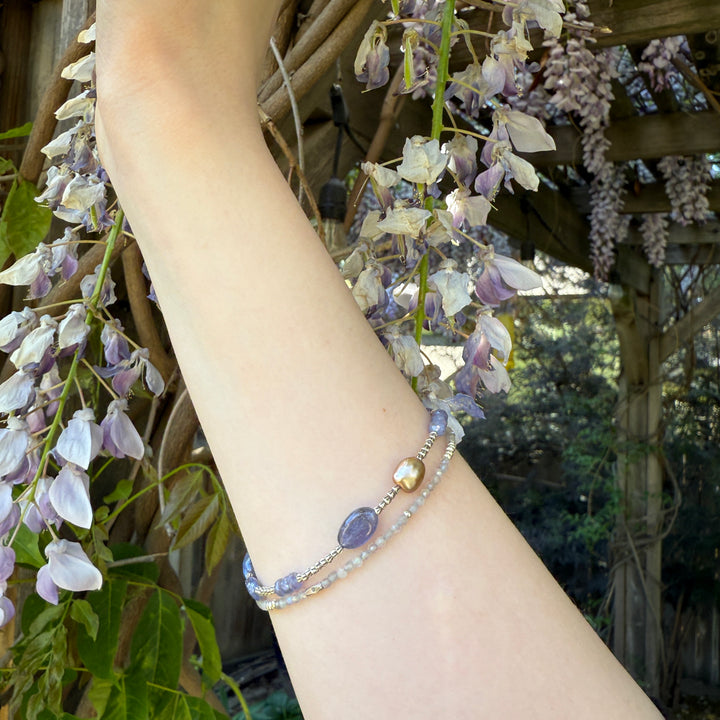 Tanzanite and Pearl Double Bracelet