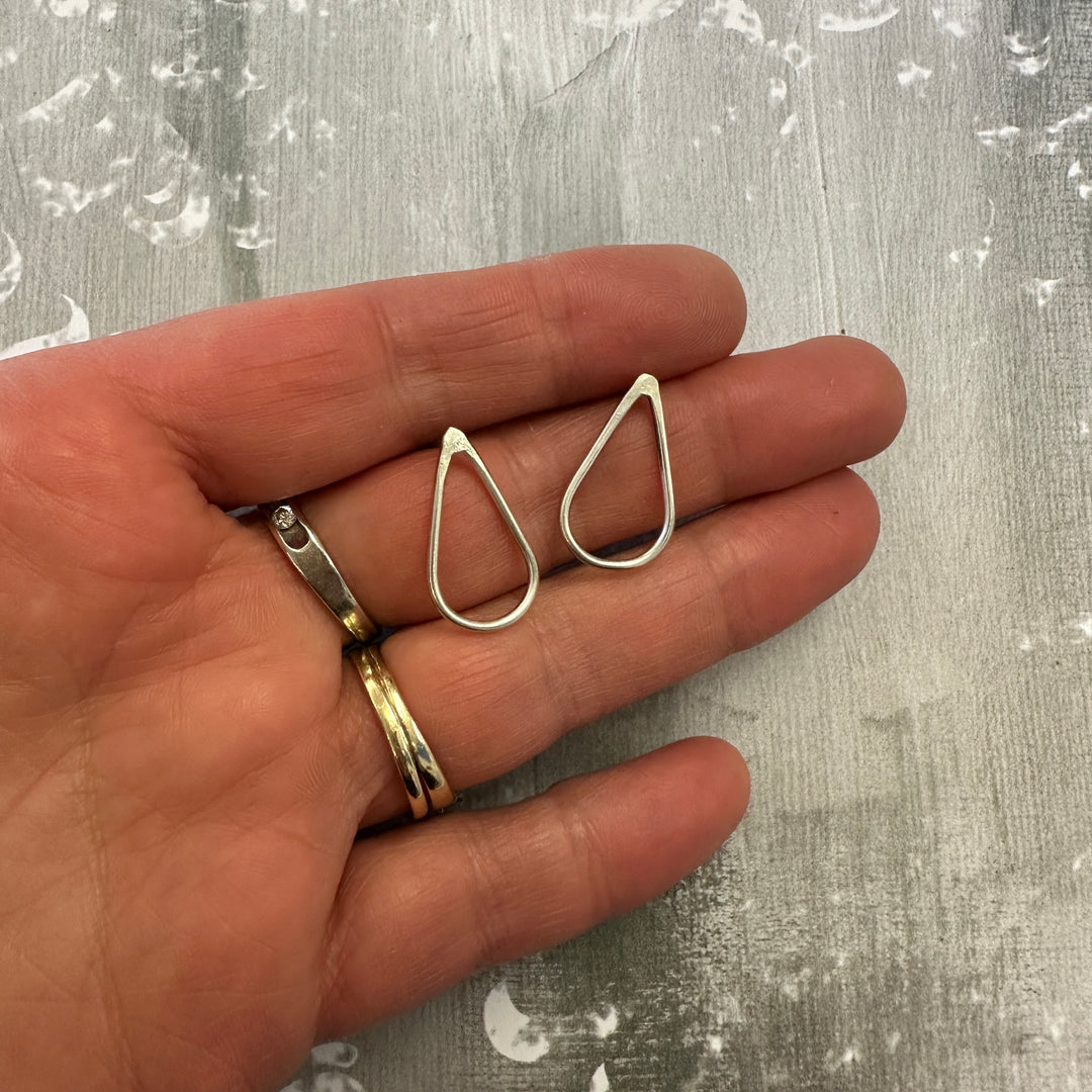 Silver Teardrop Post Earrings