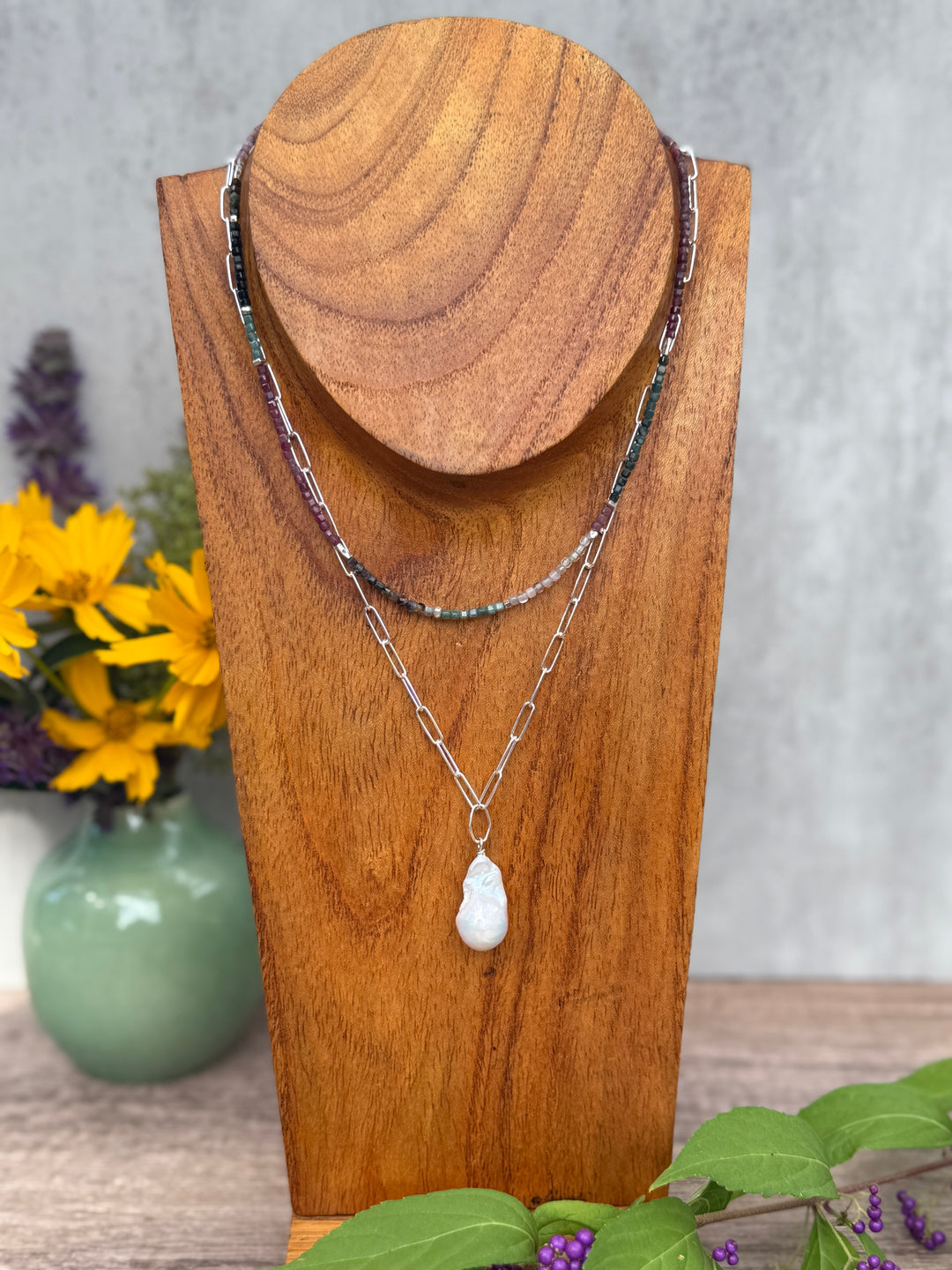 Paperclip Gemstone Necklace