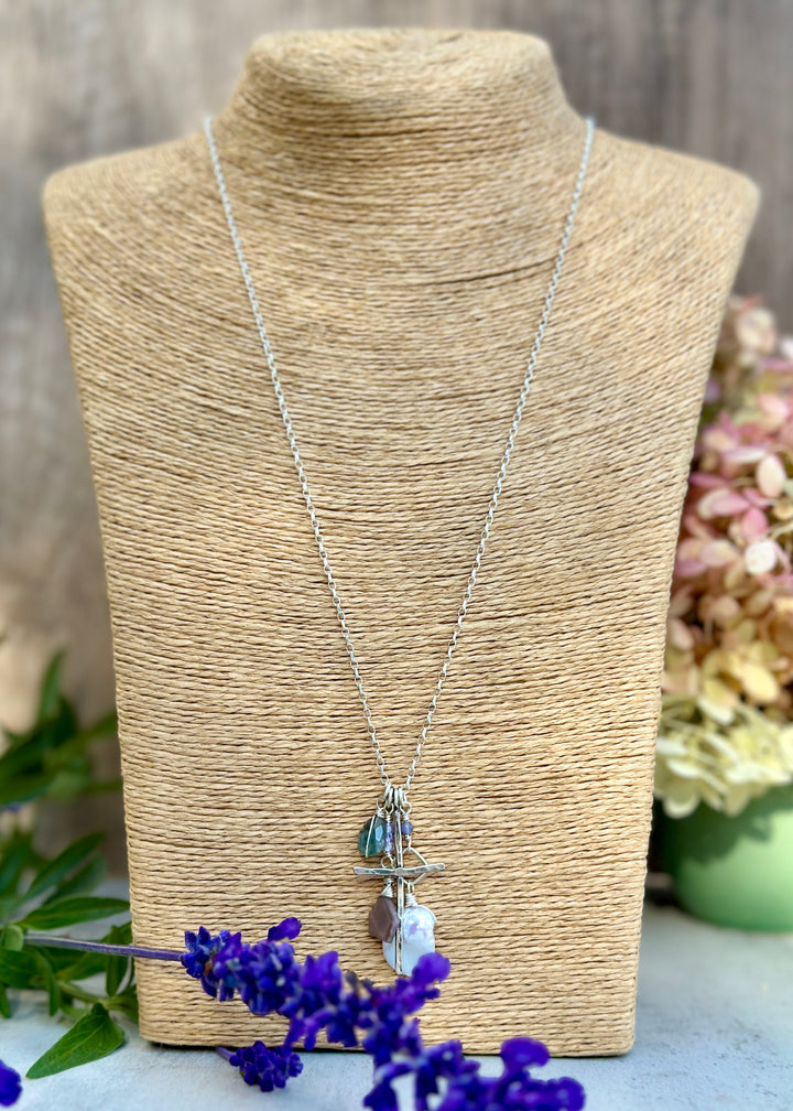 Water Pearl Cross Charm Necklaces