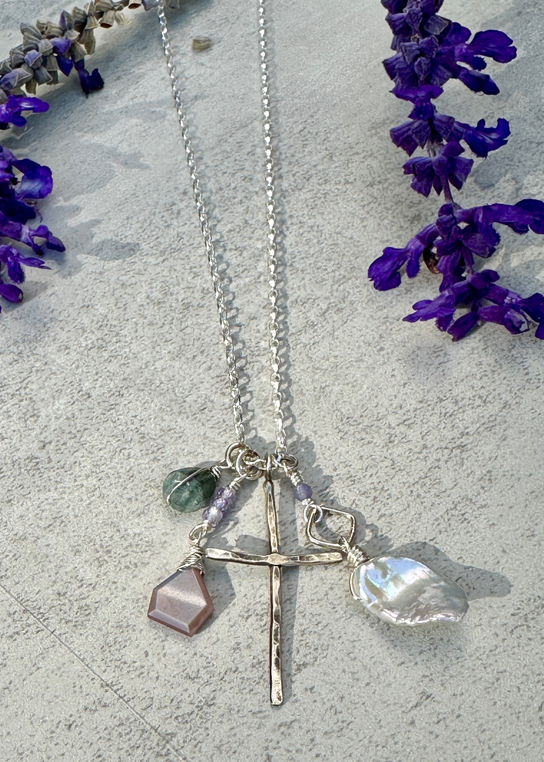 Water Pearl Cross Charm Necklaces