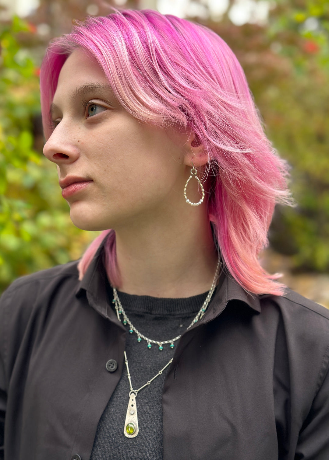 Stepping Stone Hoop Earrings