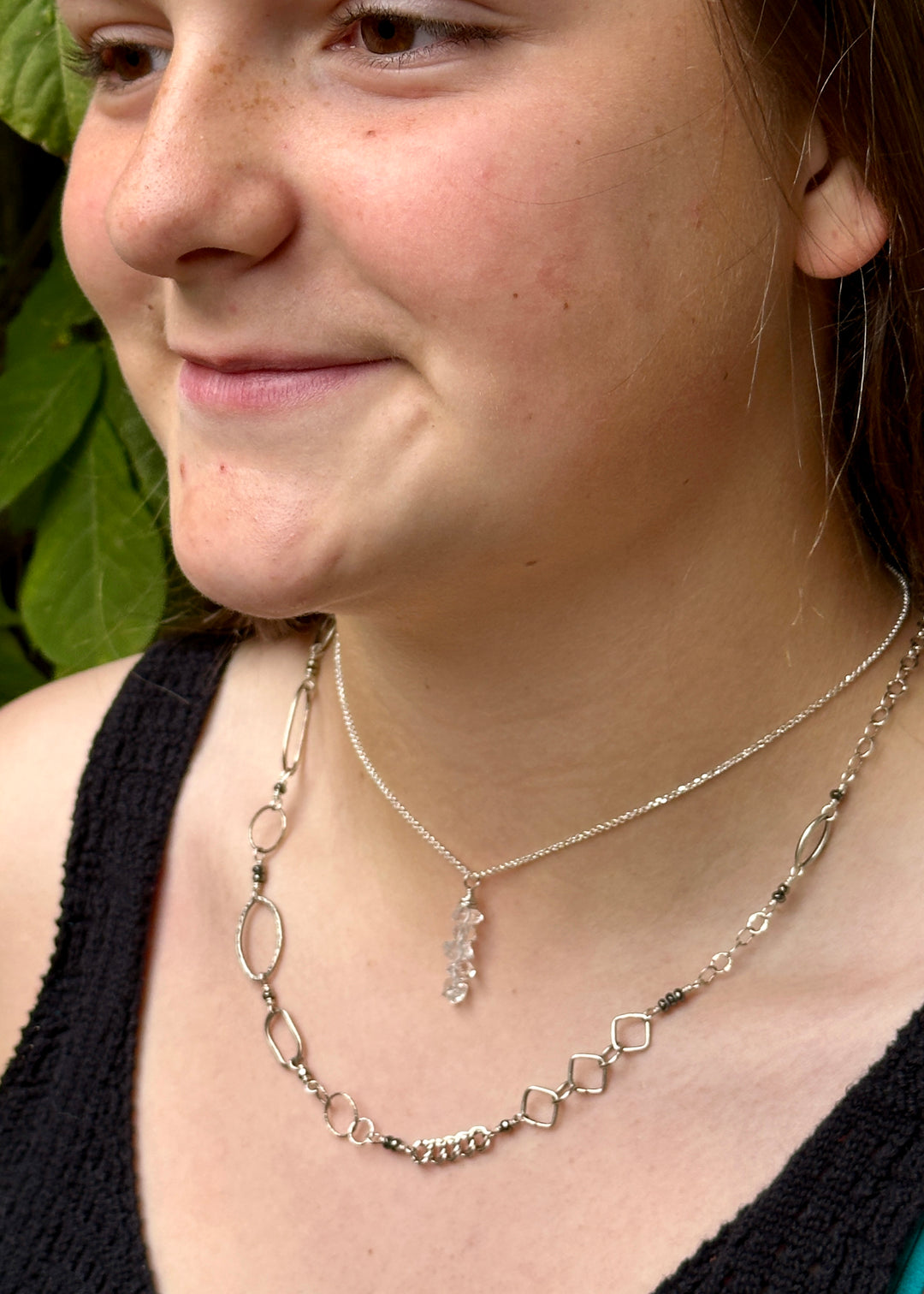 Golden Herkimer Diamond Drop Necklace