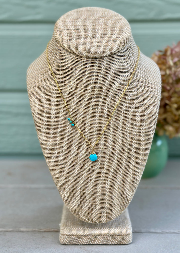 Golden Turquoise Drop Necklace