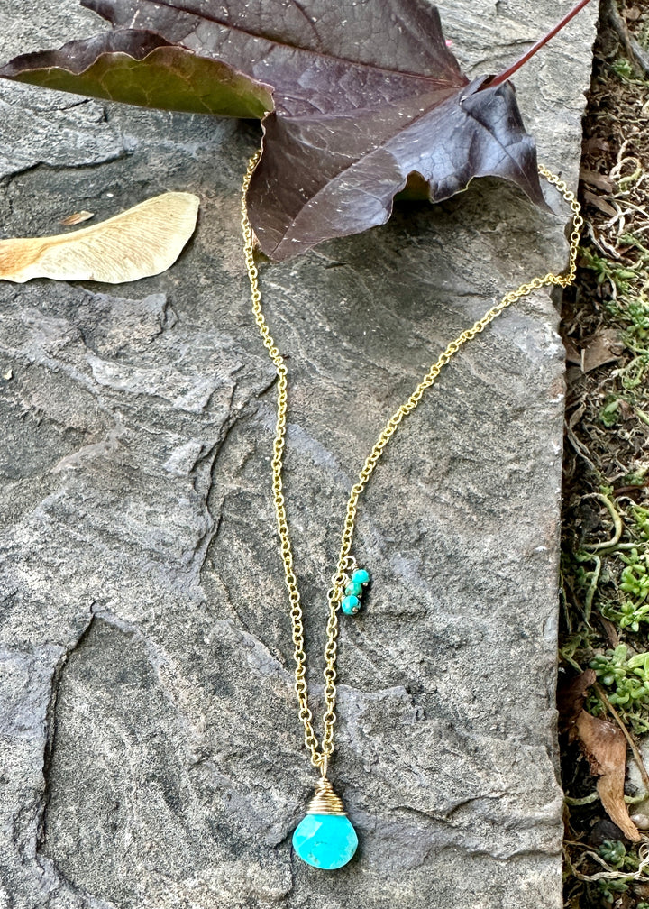 Golden Turquoise Drop Necklace
