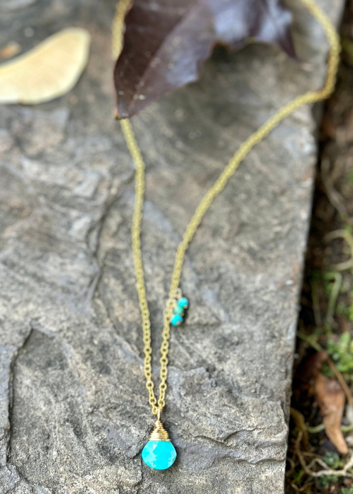 Golden Turquoise Drop Necklace