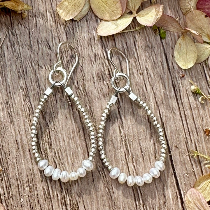 Stepping Stone Hoop Earrings