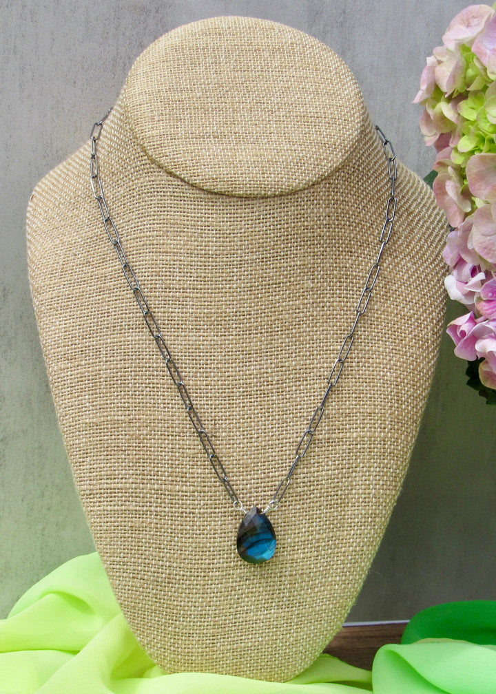Paperclip Gemstone Necklace