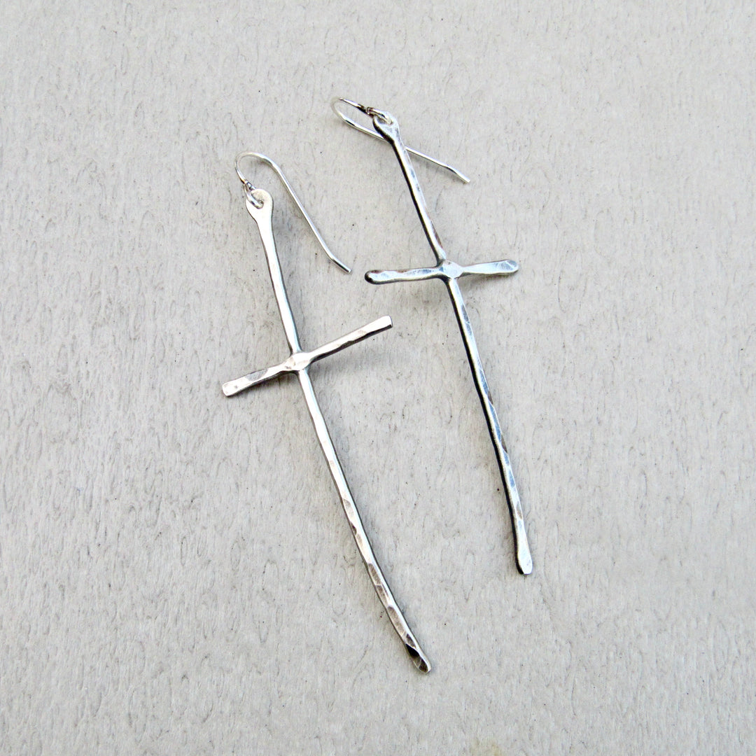 Rustic Cross Earrings in Multiple Sizes