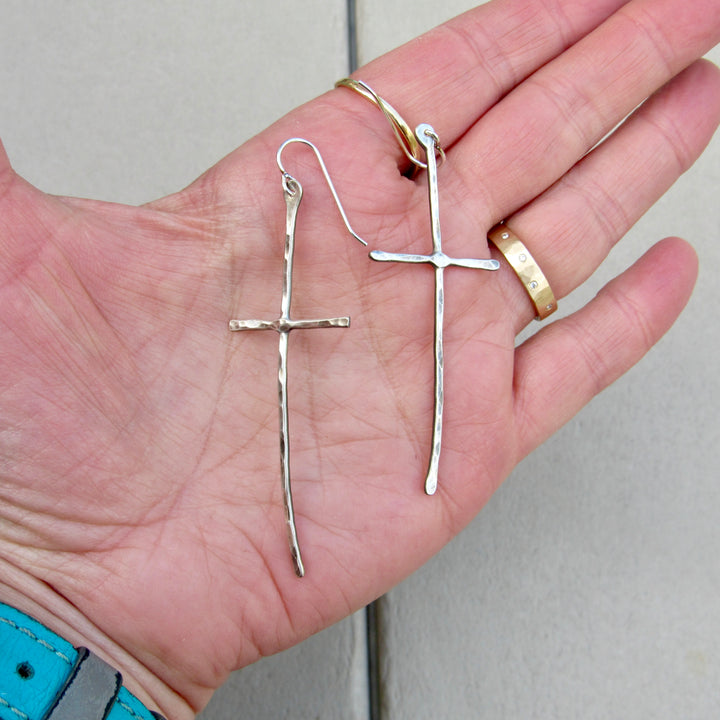 Rustic Cross Earrings in Multiple Sizes