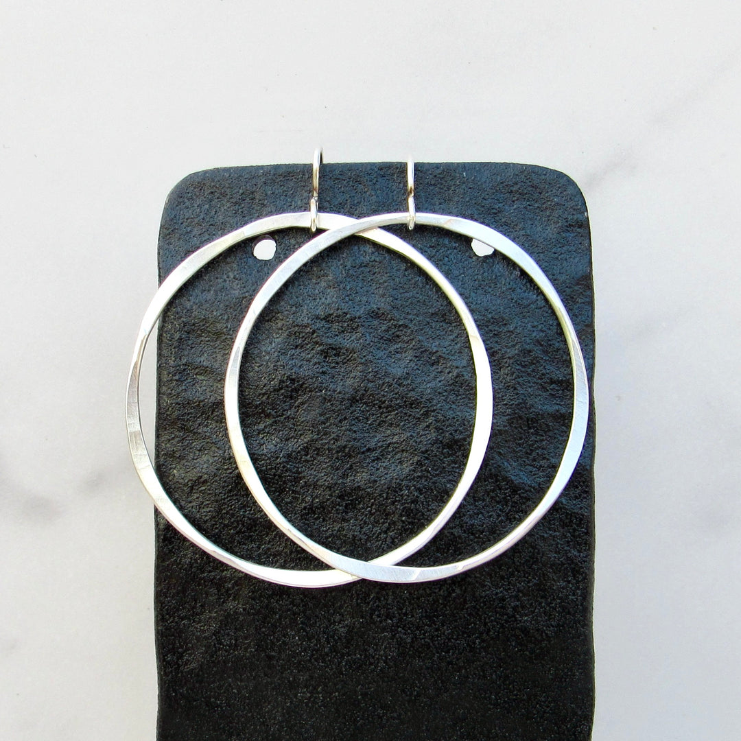 Flattened Hoop Earrings in Three Sizes
