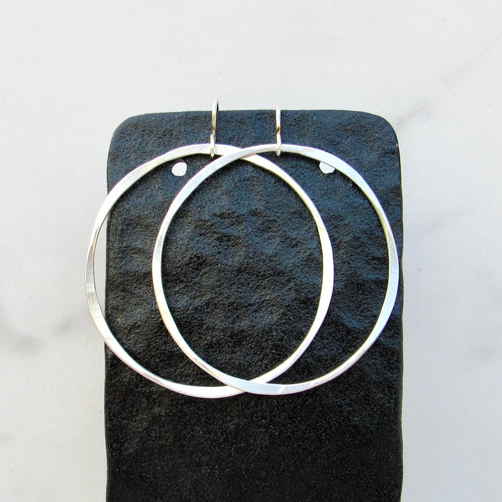 Flattened Hoop Earrings in Three Sizes