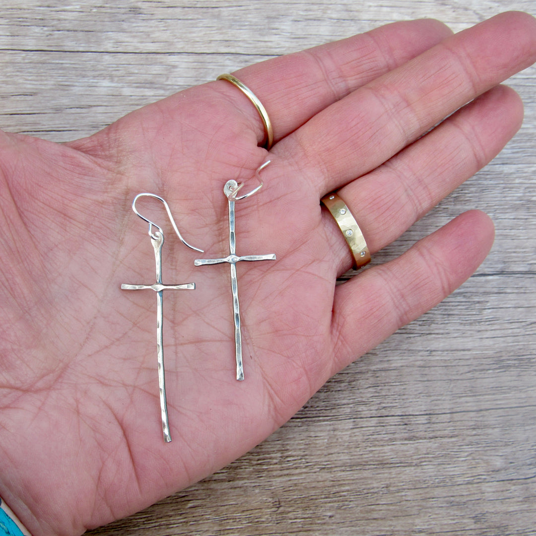 Rustic Cross Earrings in Multiple Sizes