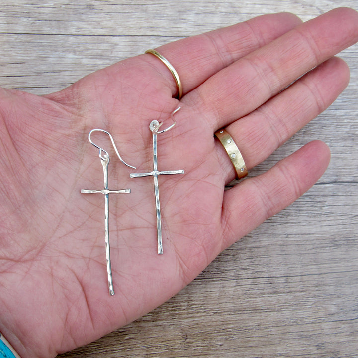 Rustic Cross Earrings in Multiple Sizes