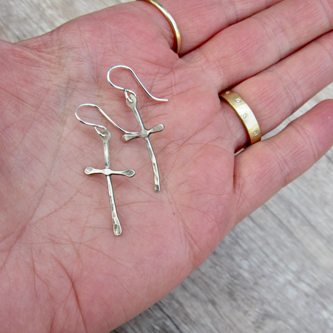 Rustic Cross Earrings in Multiple Sizes