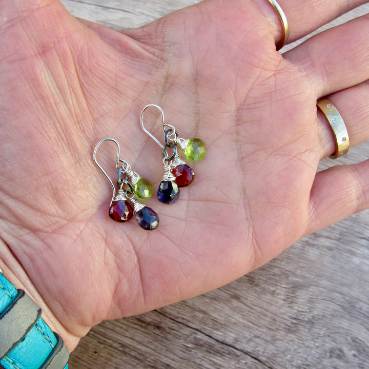Gemstone Triplet Earrings