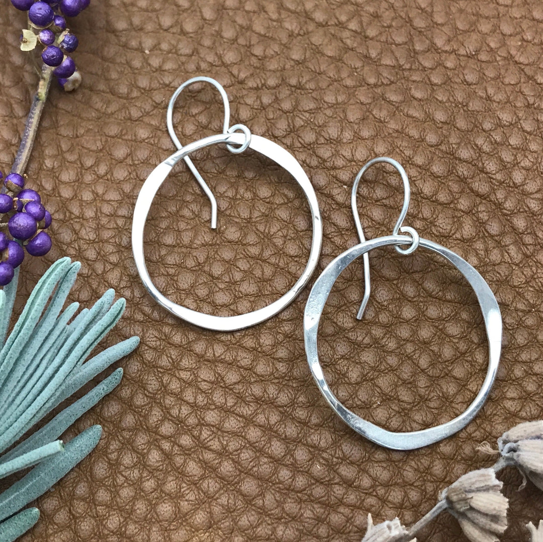 Flattened Hoop Earrings in Three Sizes