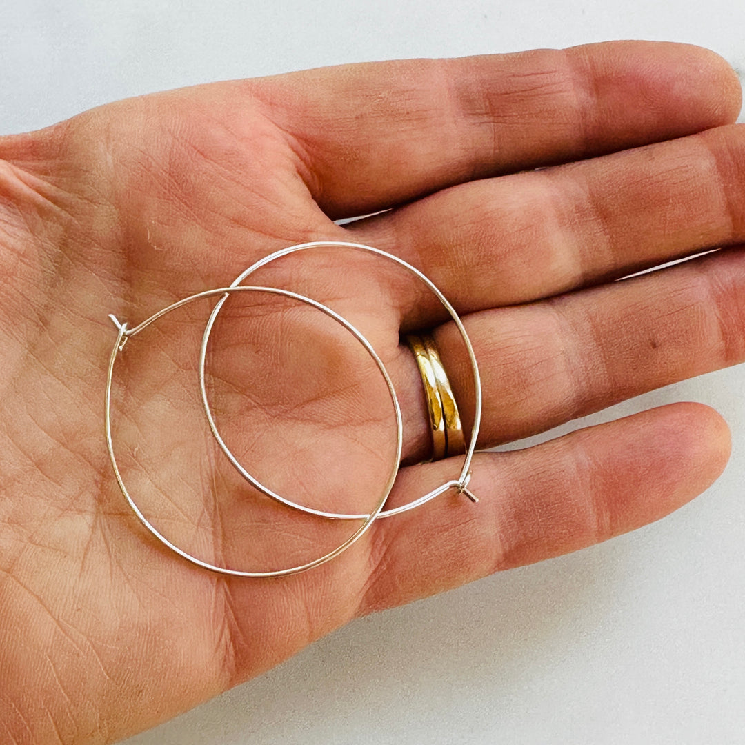 Delicate Silver Hoop Earrings in Multiple Sizes