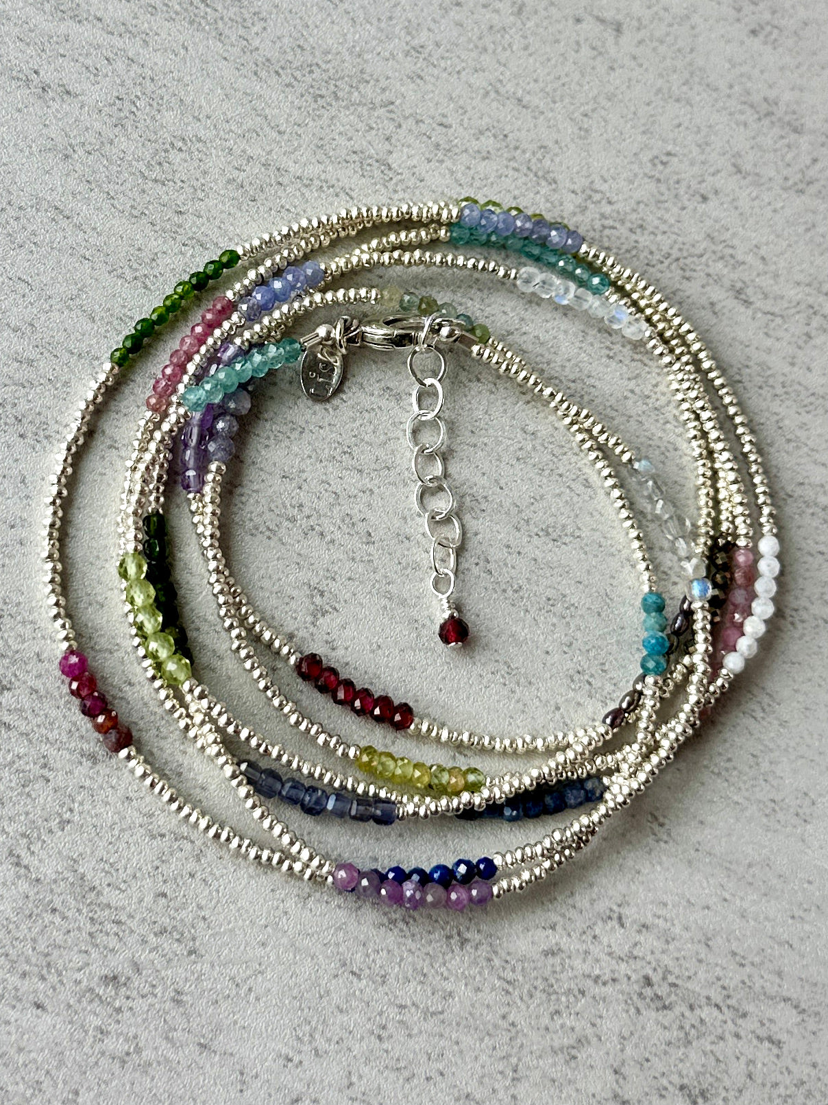 Long Gemstone Wrap Necklace