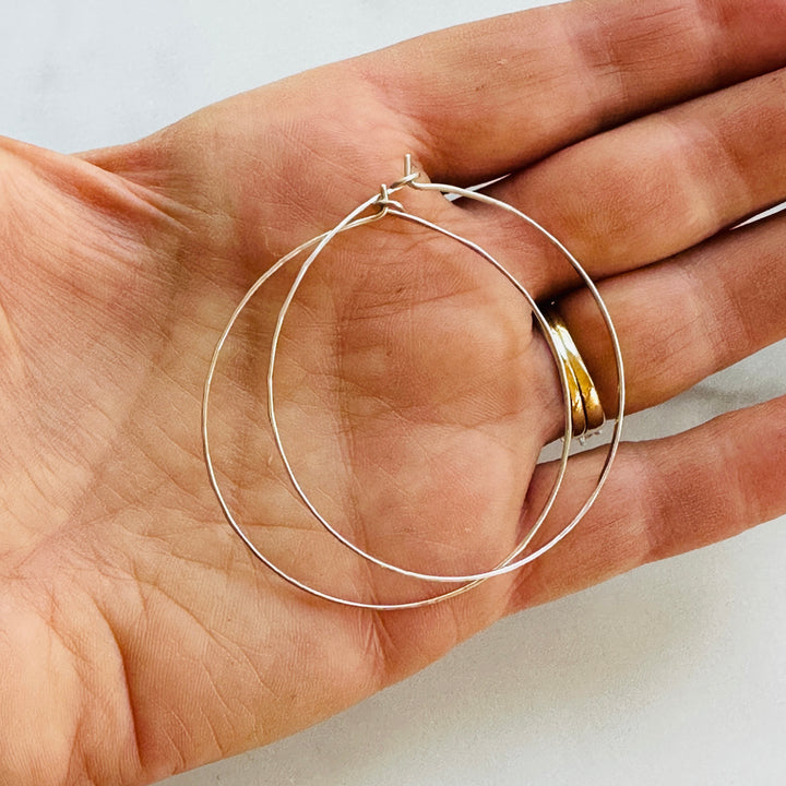 Delicate Silver Hoop Earrings in Multiple Sizes
