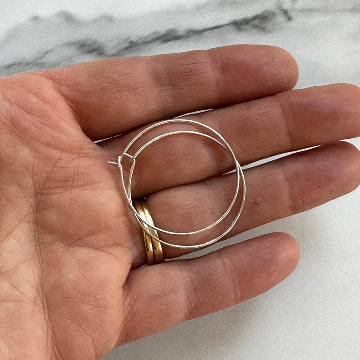 Delicate Silver Hoop Earrings in Multiple Sizes