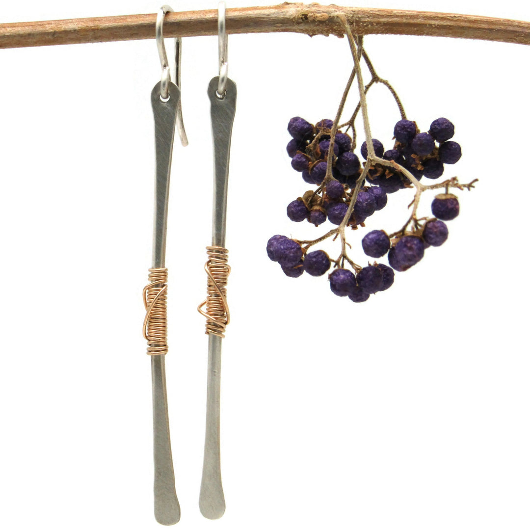 Gold Wrapped Stick Earrings