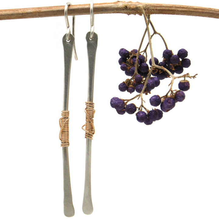 Gold Wrapped Stick Earrings