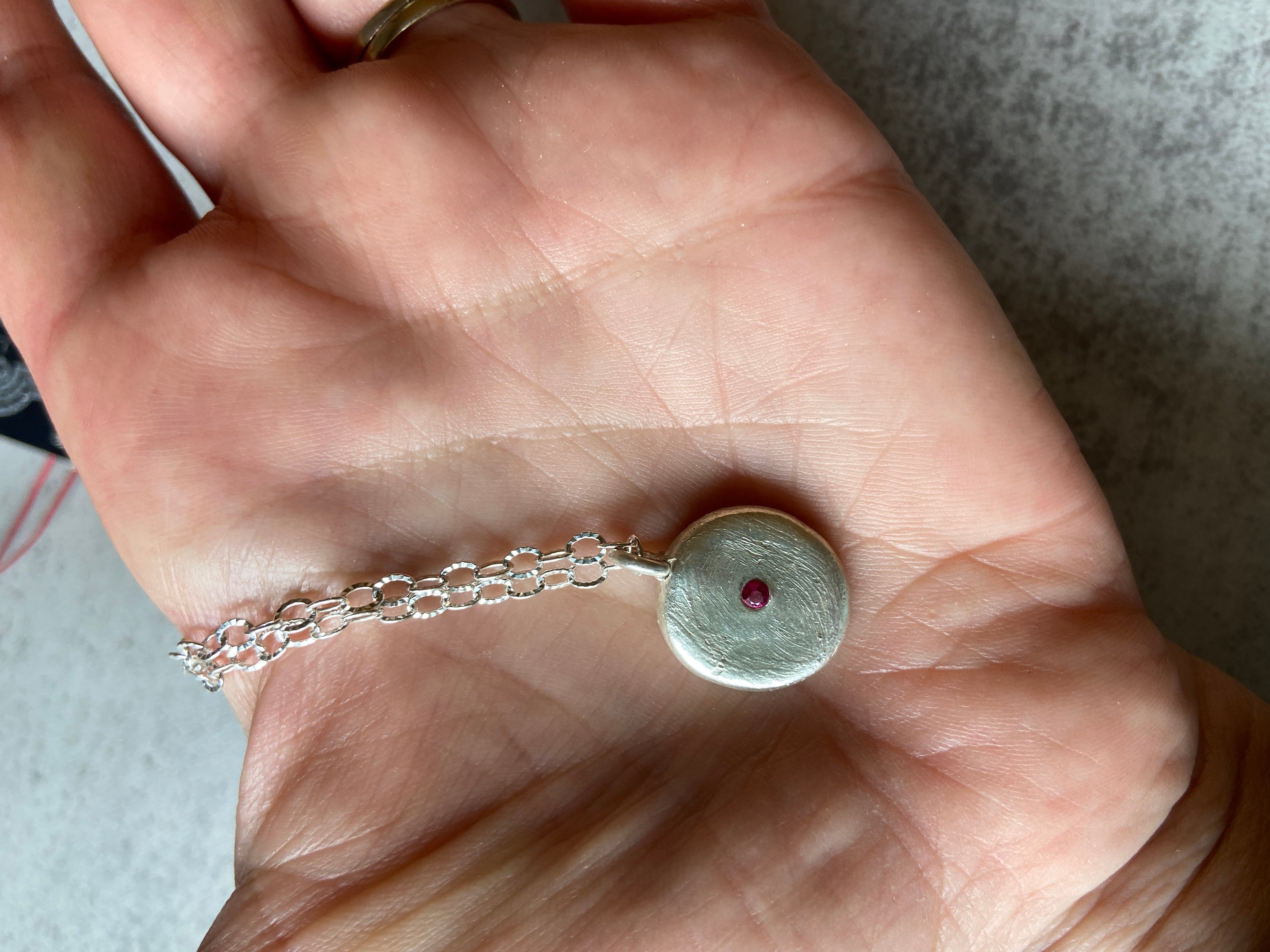 Ruby Silver Clay Pendant Necklaces