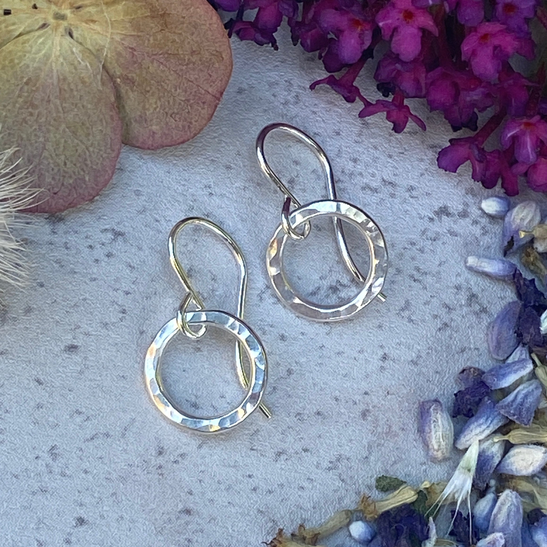 Pounded Circle Earrings in Four Sizes