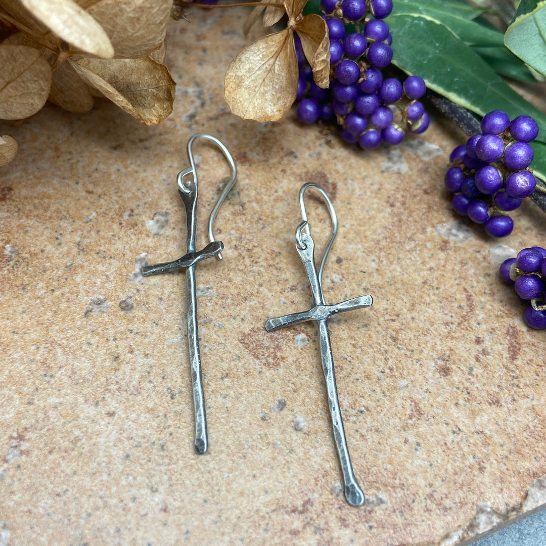 Rustic Cross Earrings in Multiple Sizes