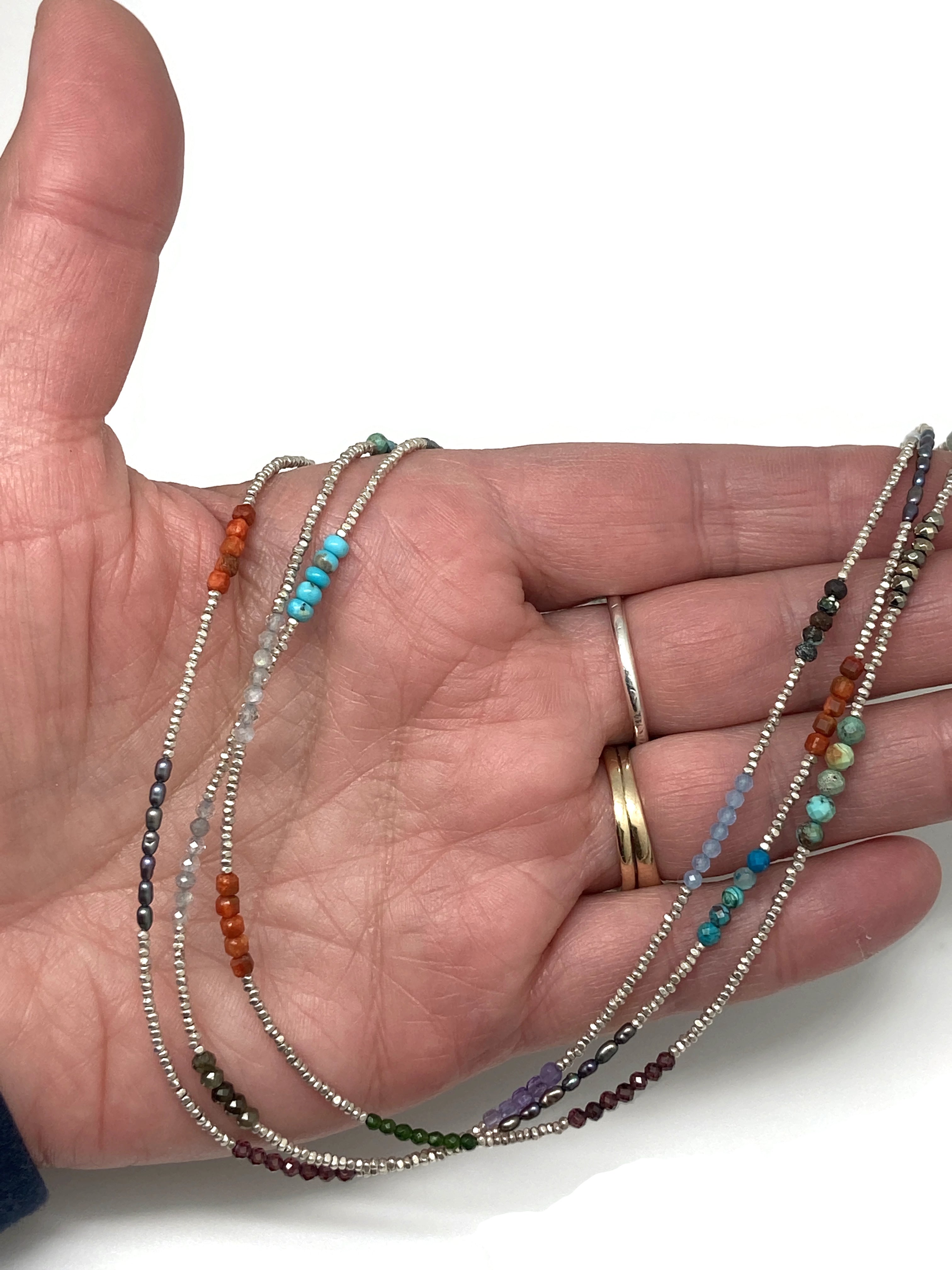 Long Gemstone Wrap Necklace