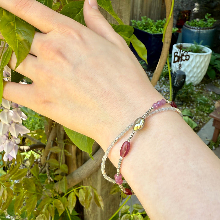Pinks and Pearl Double Bracelet