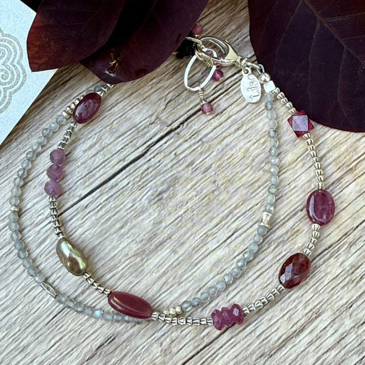 Pinks and Pearl Double Bracelet