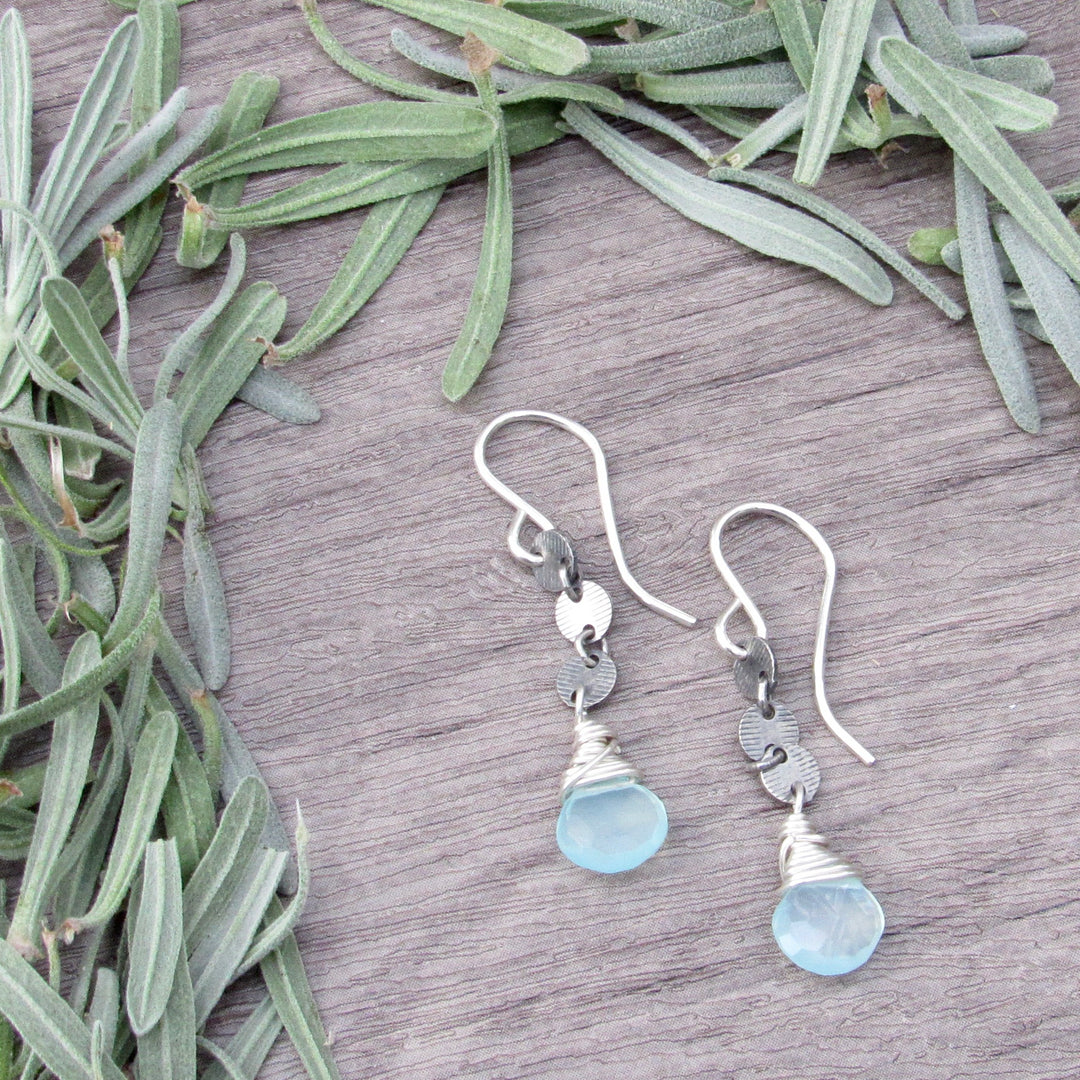 Chalcedony Chain Earrings