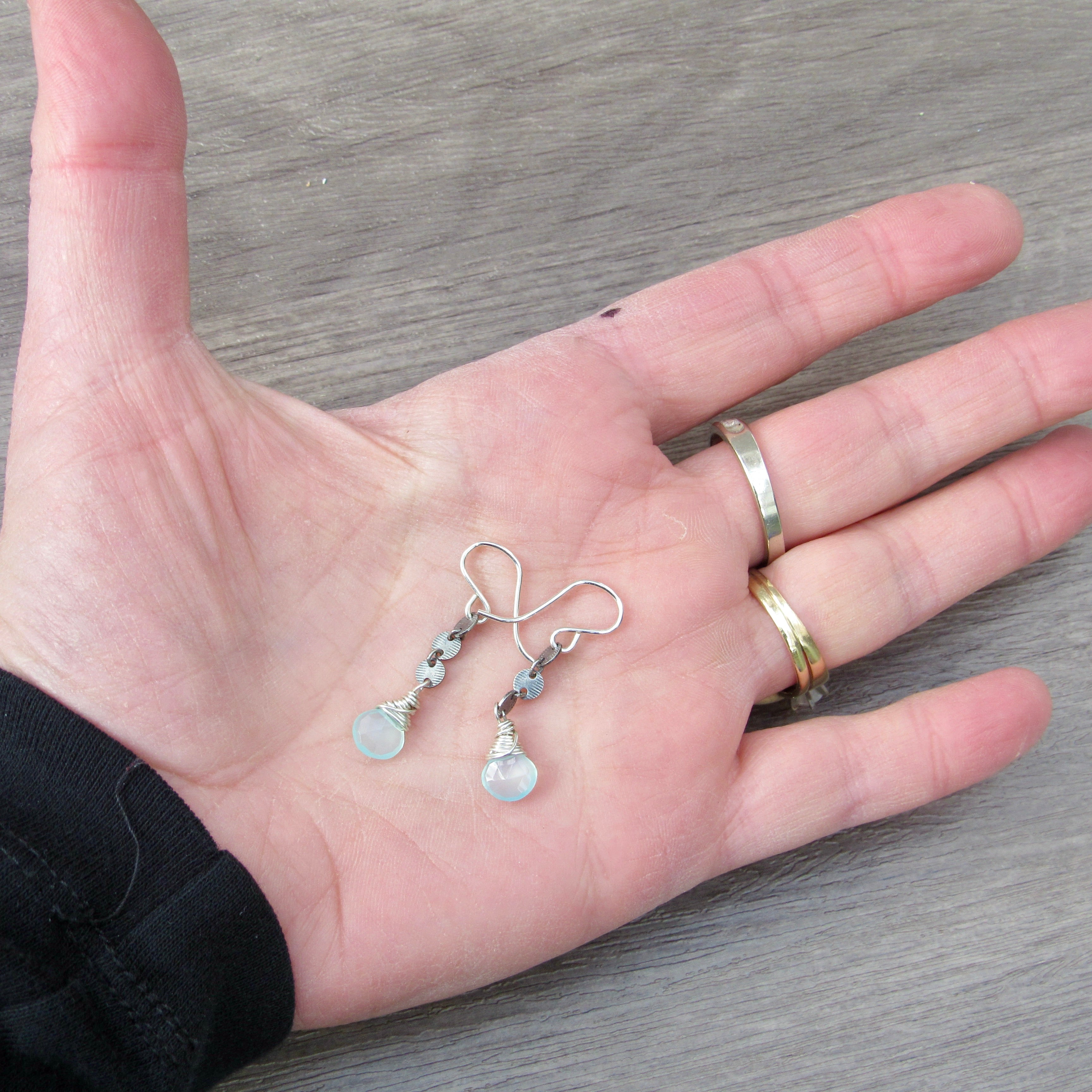 Chalcedony Chain Earrings