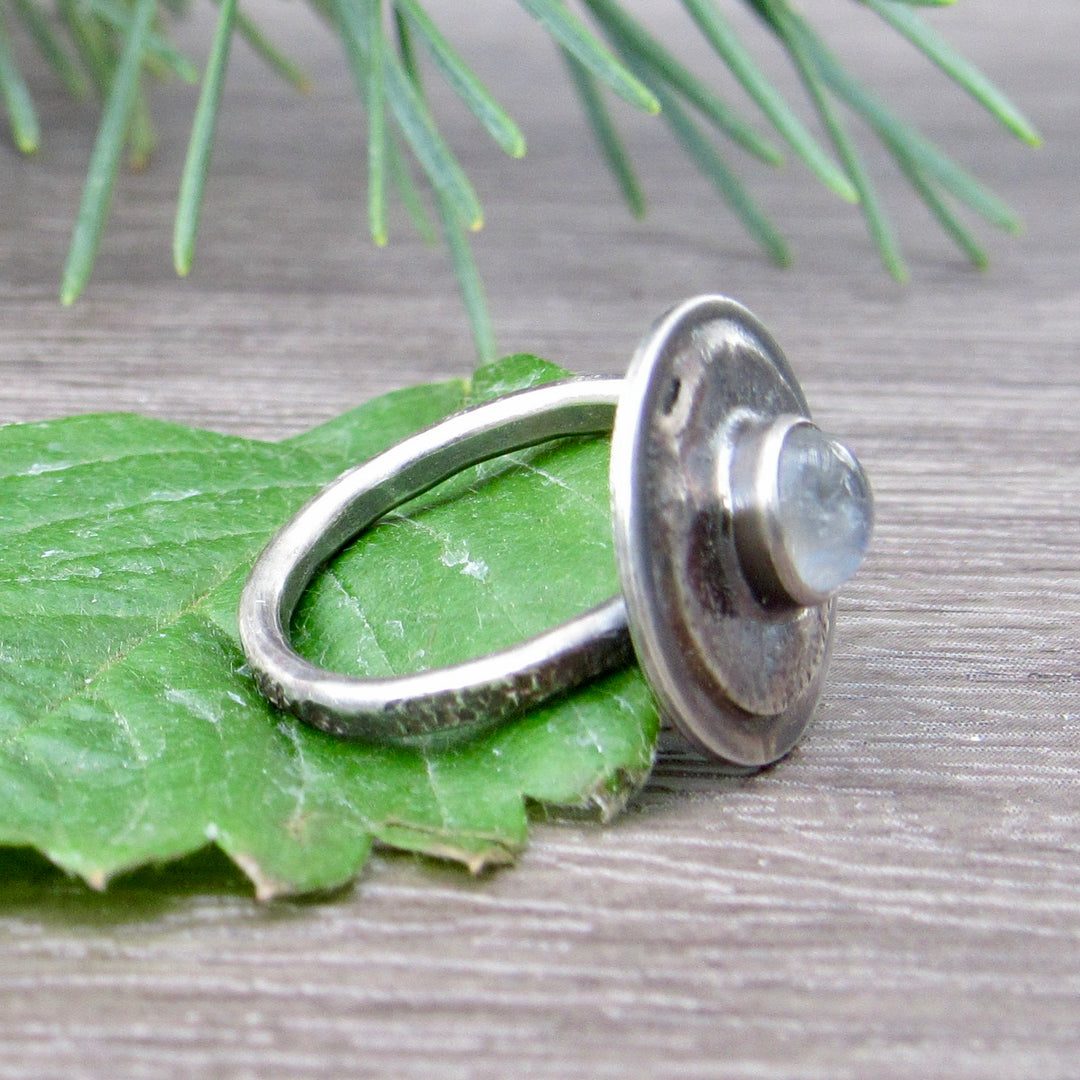 Circular Rainbow Moonstone Ring