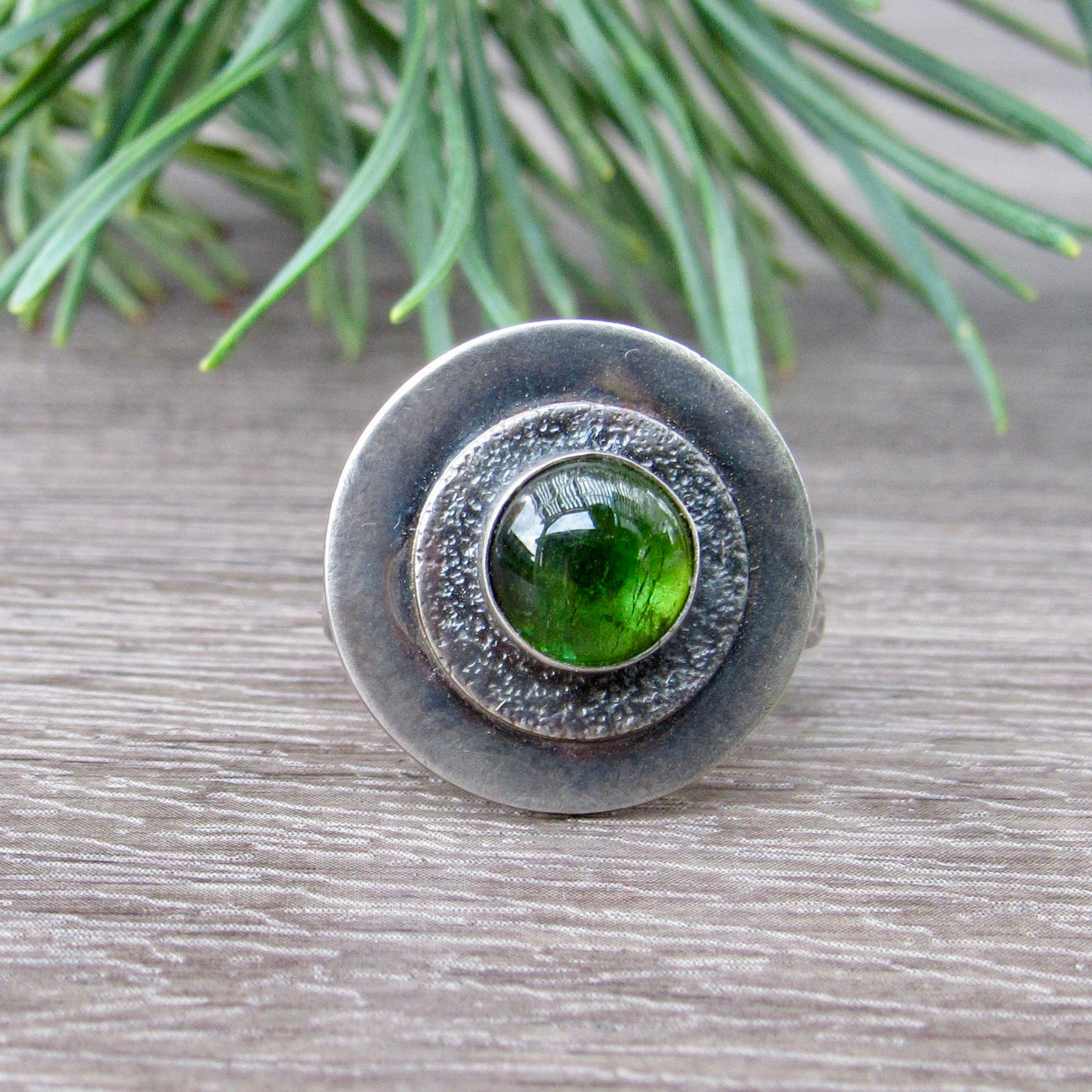 Circular Green Tourmaline Ring