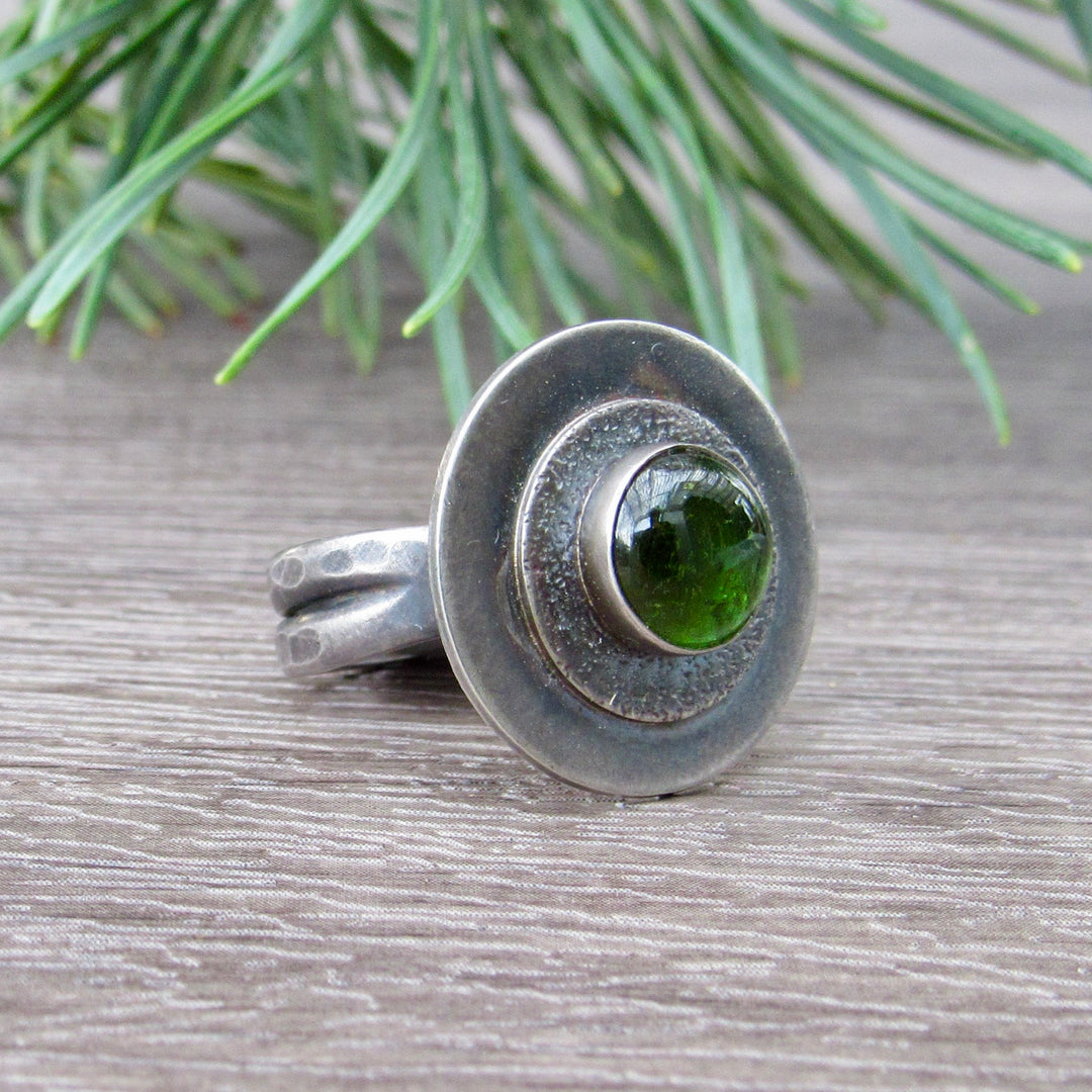 Circular Green Tourmaline Ring