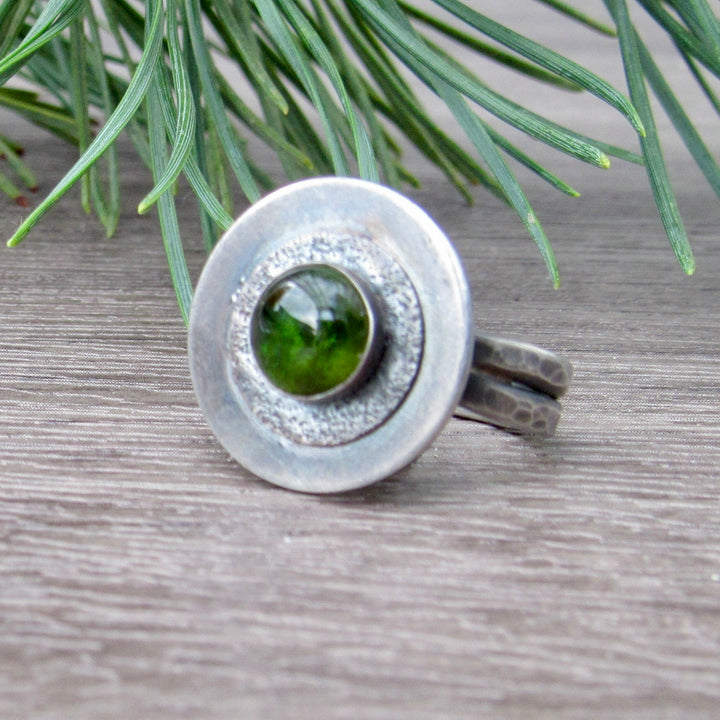 Circular Green Tourmaline Ring