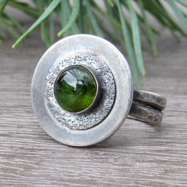 Circular Green Tourmaline Ring