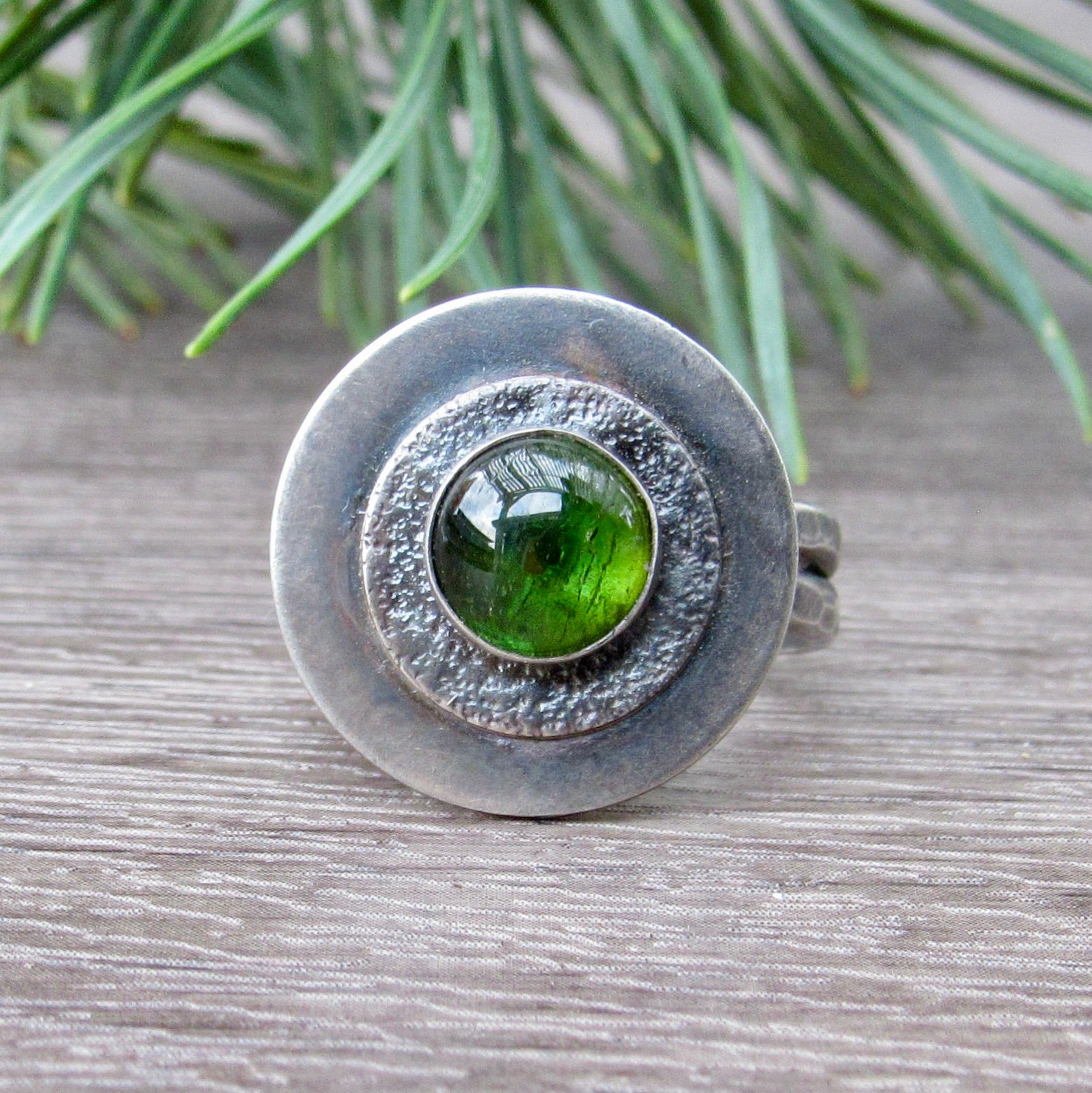 Circular Green Tourmaline Ring