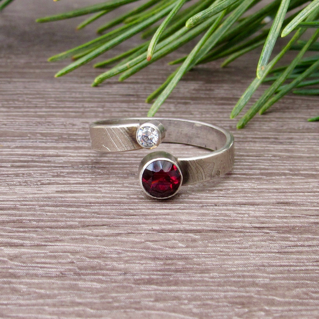 Garnet and Zirconia Wrap Ring