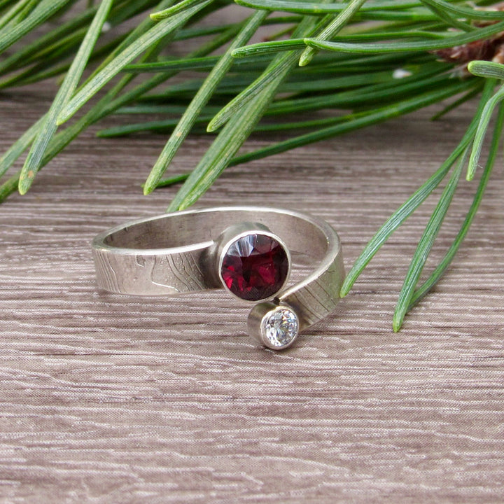 Garnet and Zirconia Wrap Ring