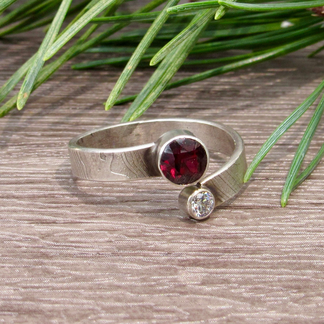 Garnet and Zirconia Wrap Ring