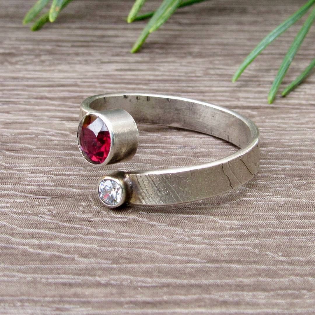 Garnet and Zirconia Wrap Ring