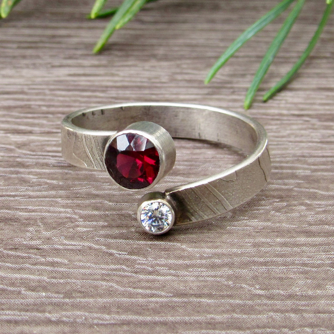 Garnet and Zirconia Wrap Ring