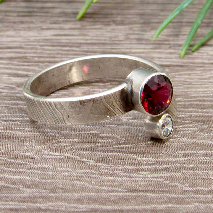 Garnet and Zirconia Wrap Ring