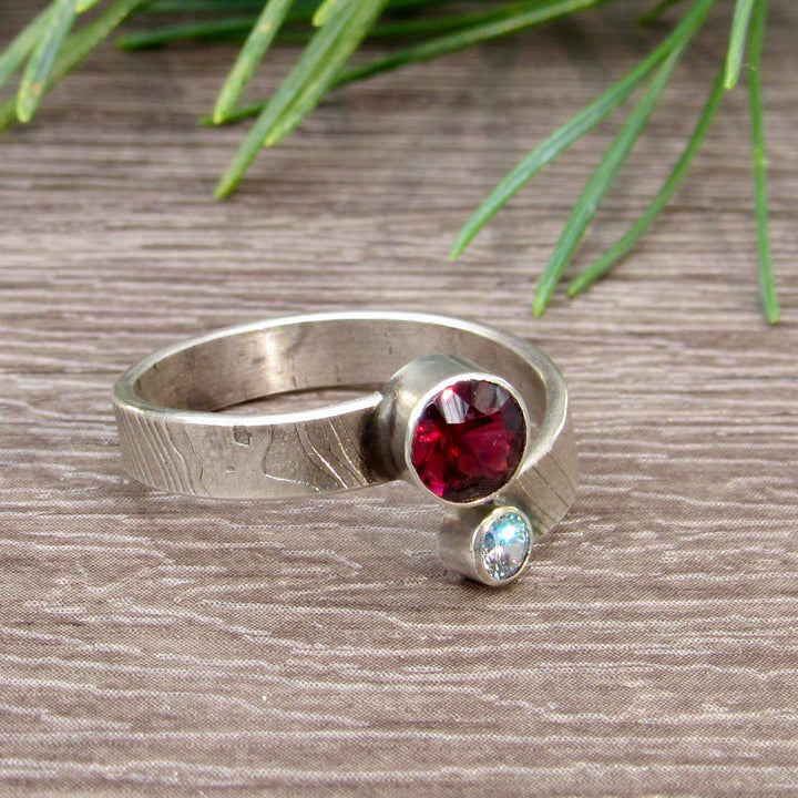 Garnet and Zirconia Wrap Ring