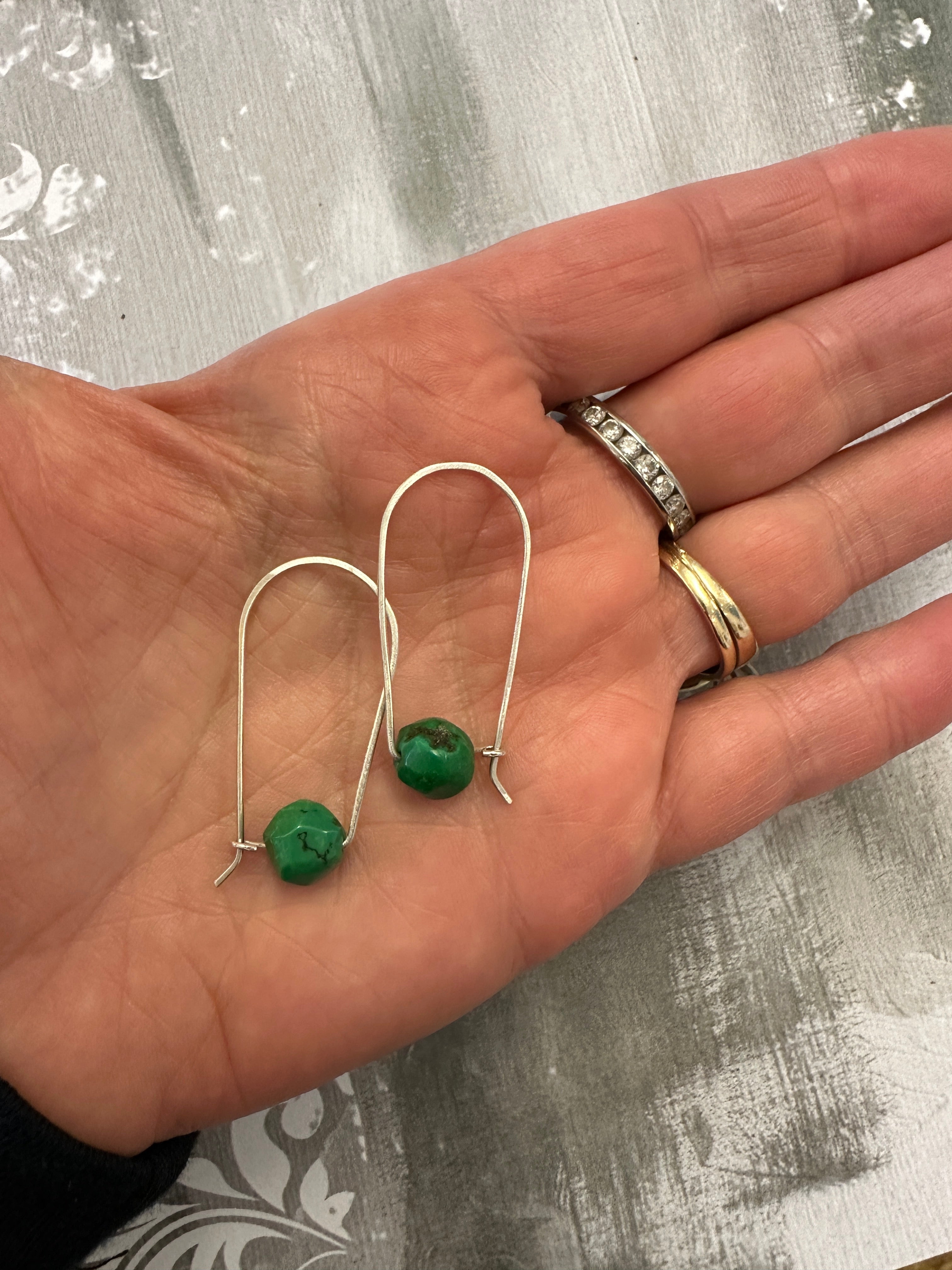 Green Turquoise Loop Earrings